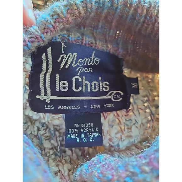 VTG Monto Por Le Chois Women's Boucle Knit Cardigan Coat Longline Multicolor M - Picture 3 of 8